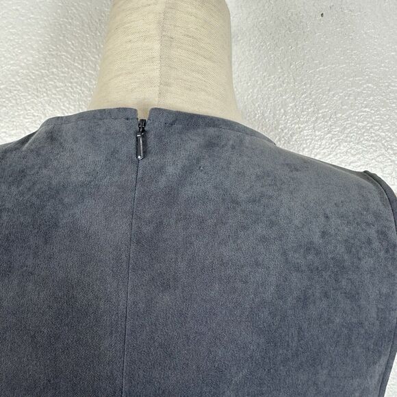 LL Bean Midi Dress Women Size 8 Petite Gray Faux Suede Soft Minimalist v-Neck - Picture 7 of 10